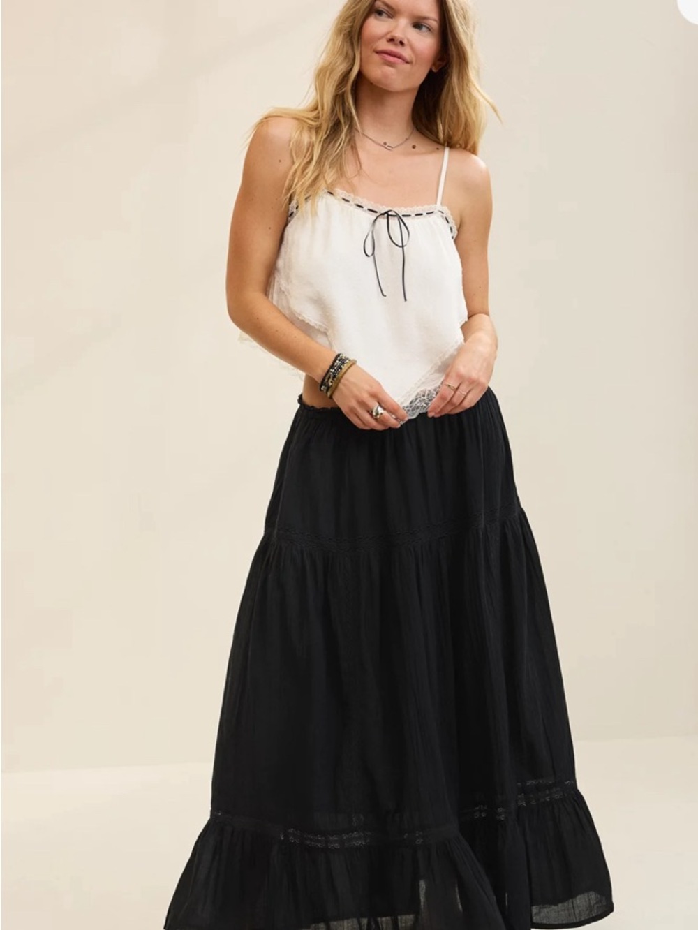 Aerie Lace Trim Maxi Skirt new with tags